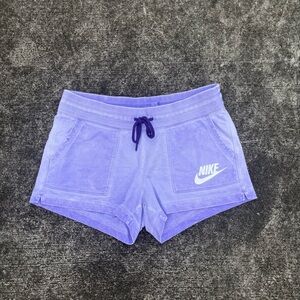 Y2K Nike Women's Sportswear Essential Shorts in violet Size Medium